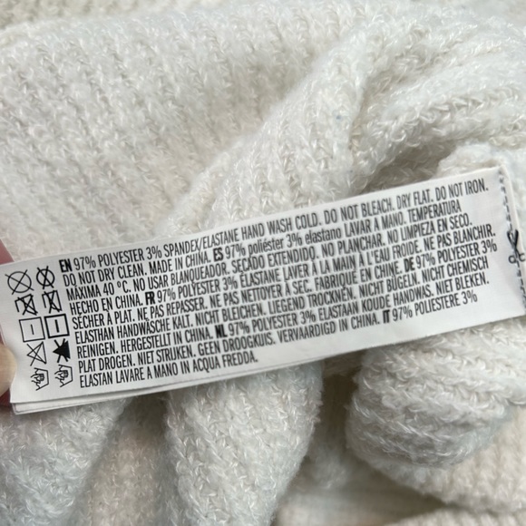 Forever 21 white ribbed knit sweater v-neck cutout choker sweater long sleeve - Picture 9 of 13